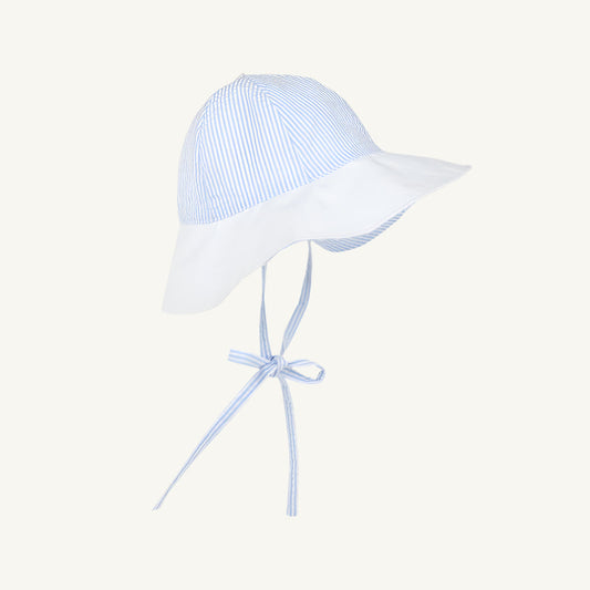 Beaufort Bonnet Sawyer Sun Hat - Breakers Blue Seersucker with Worth Avenue White