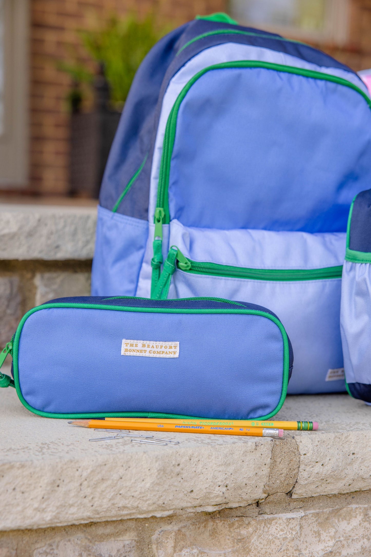 Beaufort Bonnet Peyton Pencil Pouch - Blue, Navy & Green
