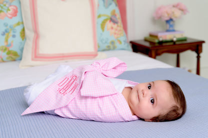 Beaufort Bonnet Bow Swaddle ® - Pink Greenbrier Gingham