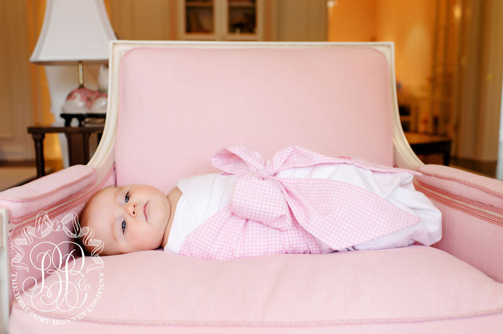 Beaufort Bonnet Bow Swaddle ® - Pink Greenbrier Gingham