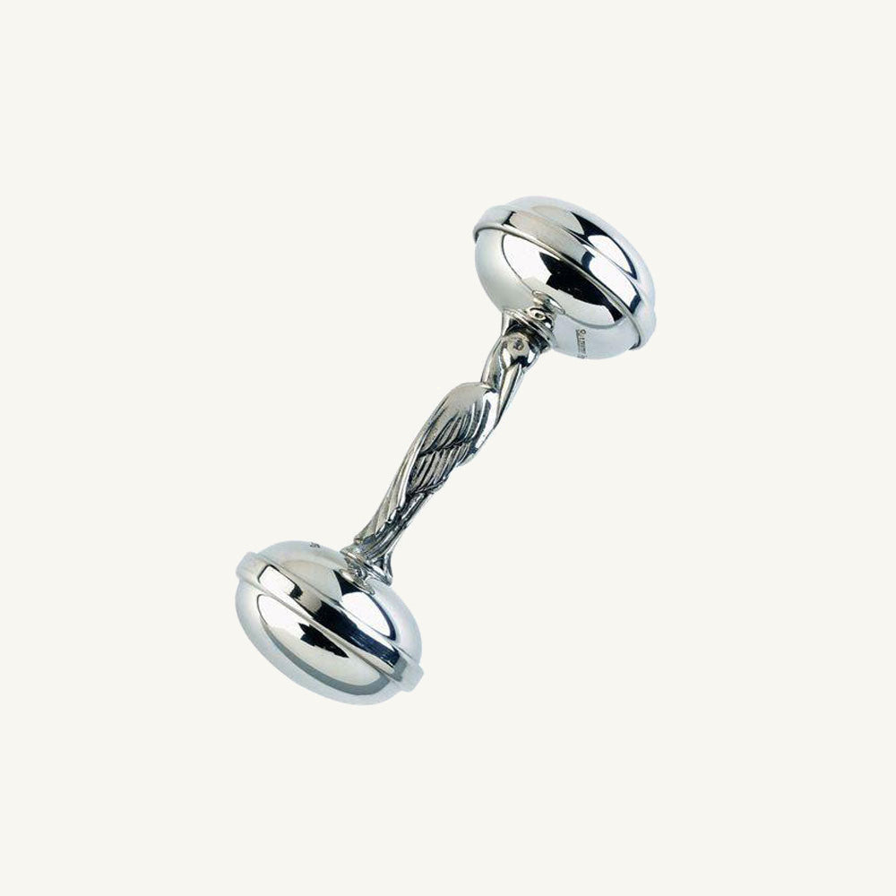 Beaufort Bonnet Sir Proper Rattle - Pewter | Heirloom Baby Stork Rattle & Newborn Gift