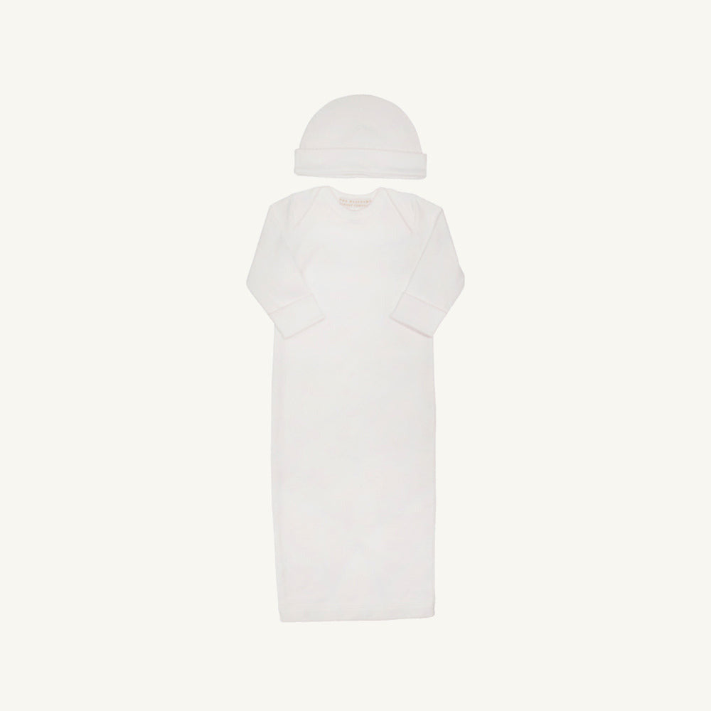 Beaufort Bonnet Darling Debut Set (with snaps) - Worth Avenue White with Palm Beach Pi