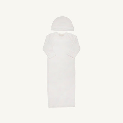 Beaufort Bonnet Darling Debut Set (with snaps) - Worth Avenue White with Palm Beach Pi