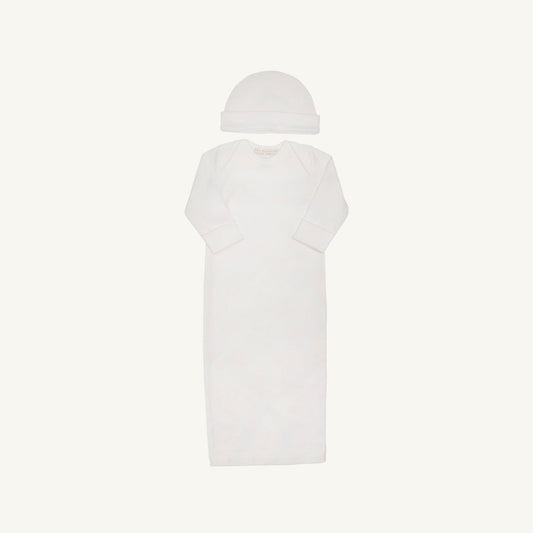 Beaufort Bonnet Darling Debut Set (with snaps) - Worth Avenue White with Palm Beach Pi