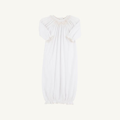 Beaufort Bonnet Sweetly Smocked Greeting Gown (Unisex) - Worth Avenue White