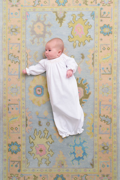 Beaufort Bonnet Sweetly Smocked Greeting Gown (Unisex) - Worth Avenue White