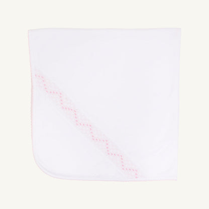 Beaufort Bonnet Sweetly Smocked Blessing Blanket - Worth Avenue White with Palm Beach