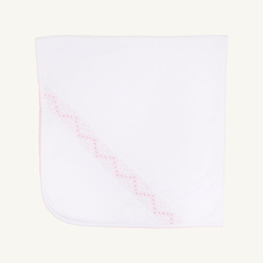 Beaufort Bonnet Sweetly Smocked Blessing Blanket - Worth Avenue White with Palm Beach