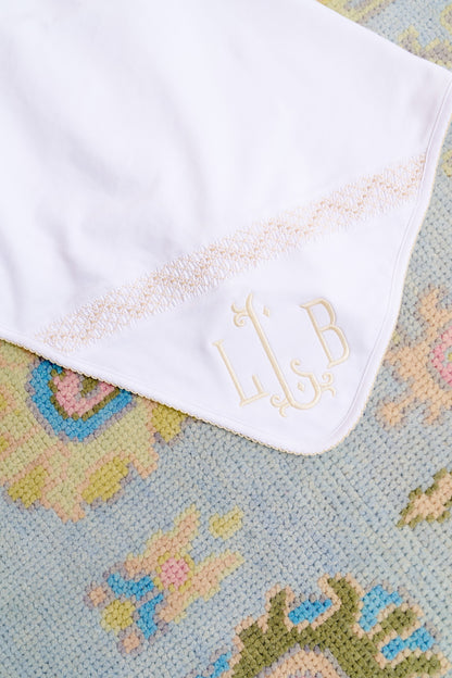 Beaufort Bonnet Sweetly Smocked Blessing Blanket (Unisex) - Worth Avenue Whi