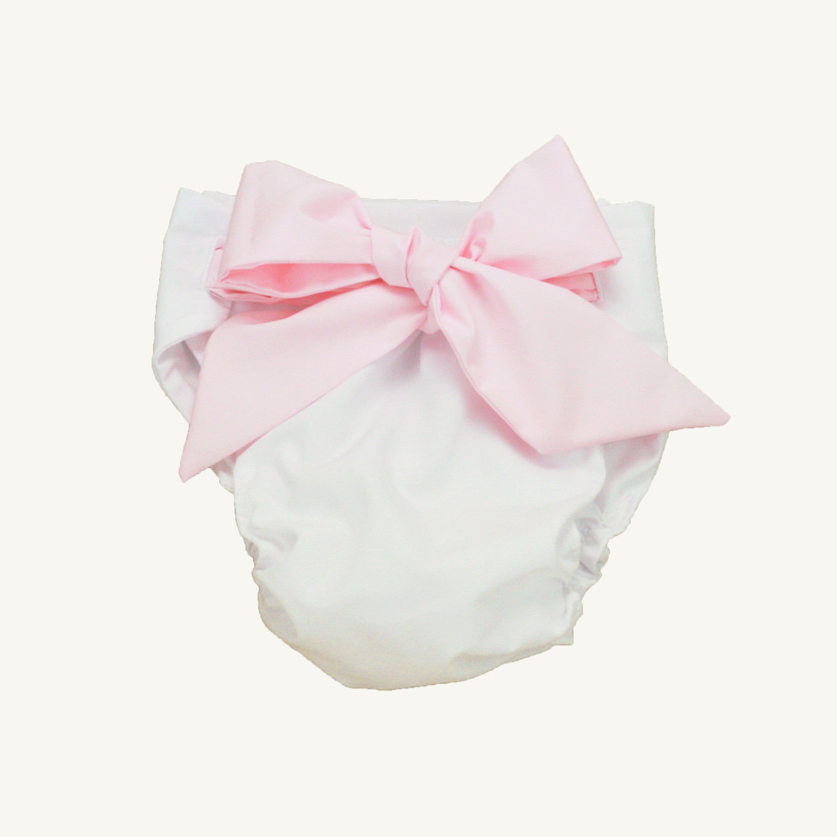 Beaufort Bonnet Baby Bow Bottom Bloomer - Worth Avenue White with Palm Beach Pink