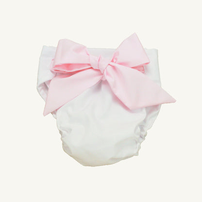 Beaufort Bonnet Baby Bow Bottom Bloomer - Worth Avenue White with Palm Beach Pink