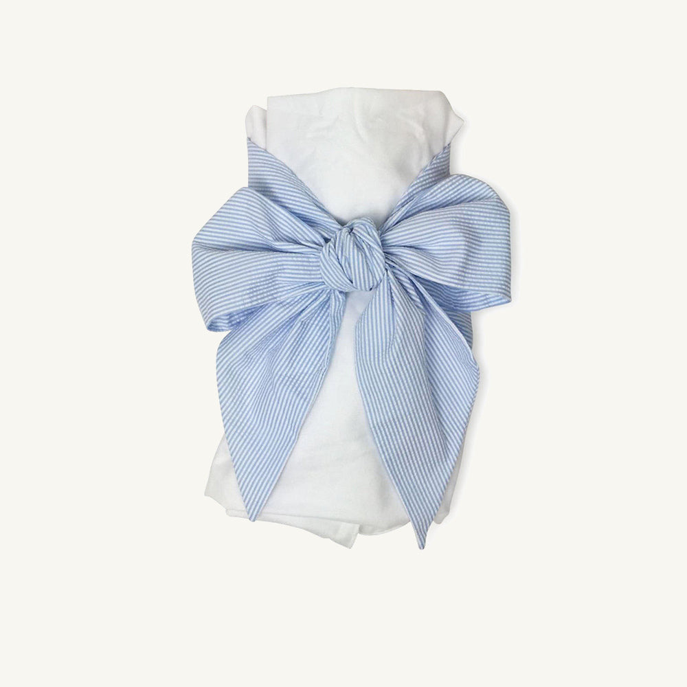 Beaufort Bonnet Bow Swaddle ® - Breakers Blue Seersucker