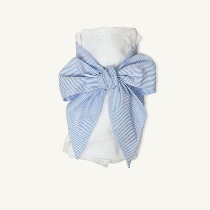 Beaufort Bonnet Bow Swaddle ® - Breakers Blue Seersucker