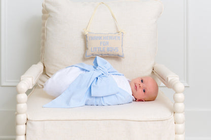 Beaufort Bonnet Bow Swaddle ® - Breakers Blue Seersucker