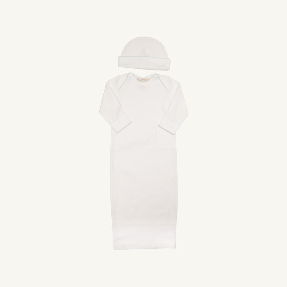 Beaufort Bonnet Darling Debut Set (with snaps) - Worth Avenue White with Buckhead Blue