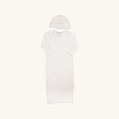Beaufort Bonnet Darling Debut Set (with snaps) - Worth Avenue White with Buckhead Blue
