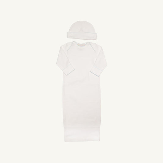 Beaufort Bonnet Darling Debut Set (with snaps) - Worth Avenue White with Buckhead Blue