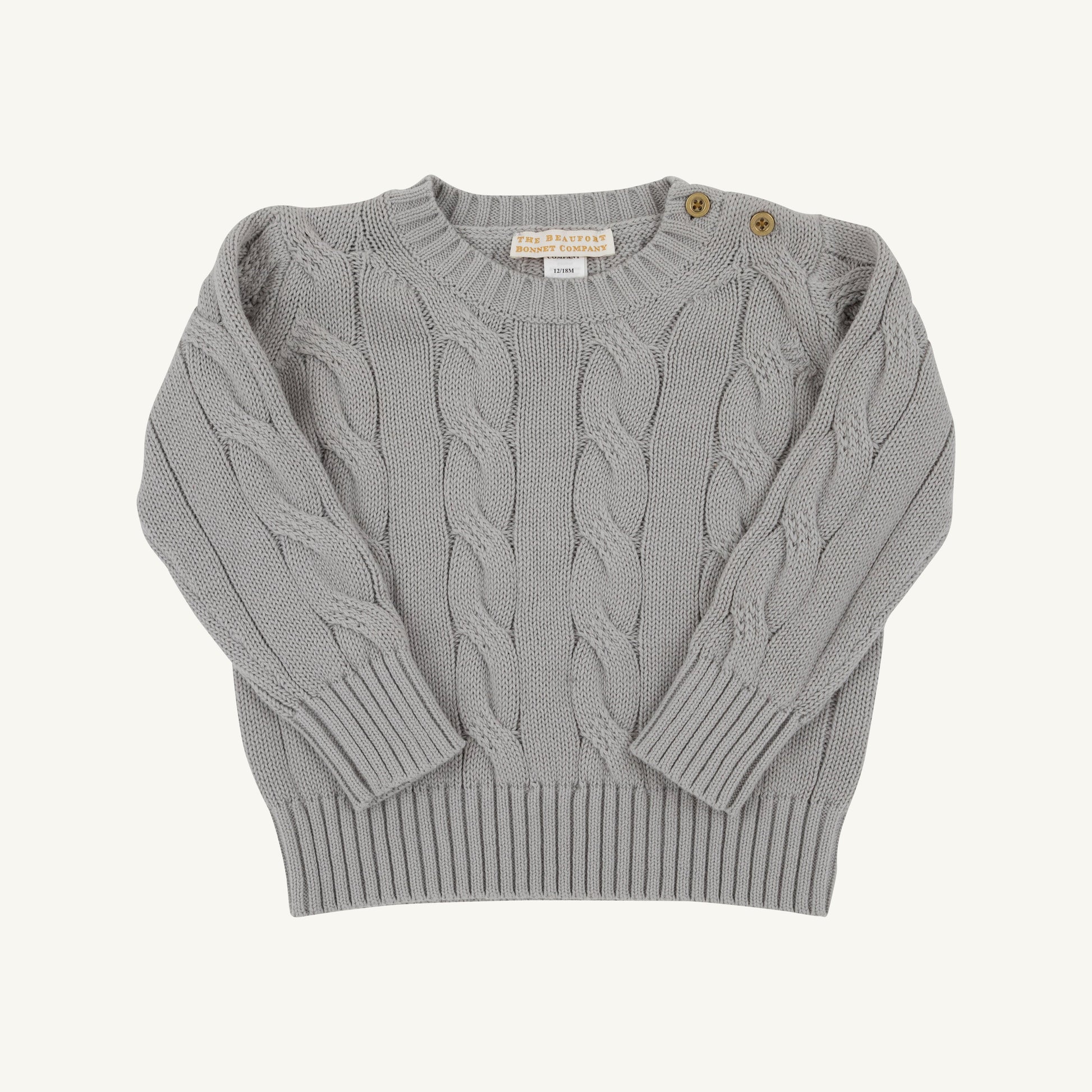Beaufort Bonnet Crawford Crewneck - Grantley Gray & Brass Buttons