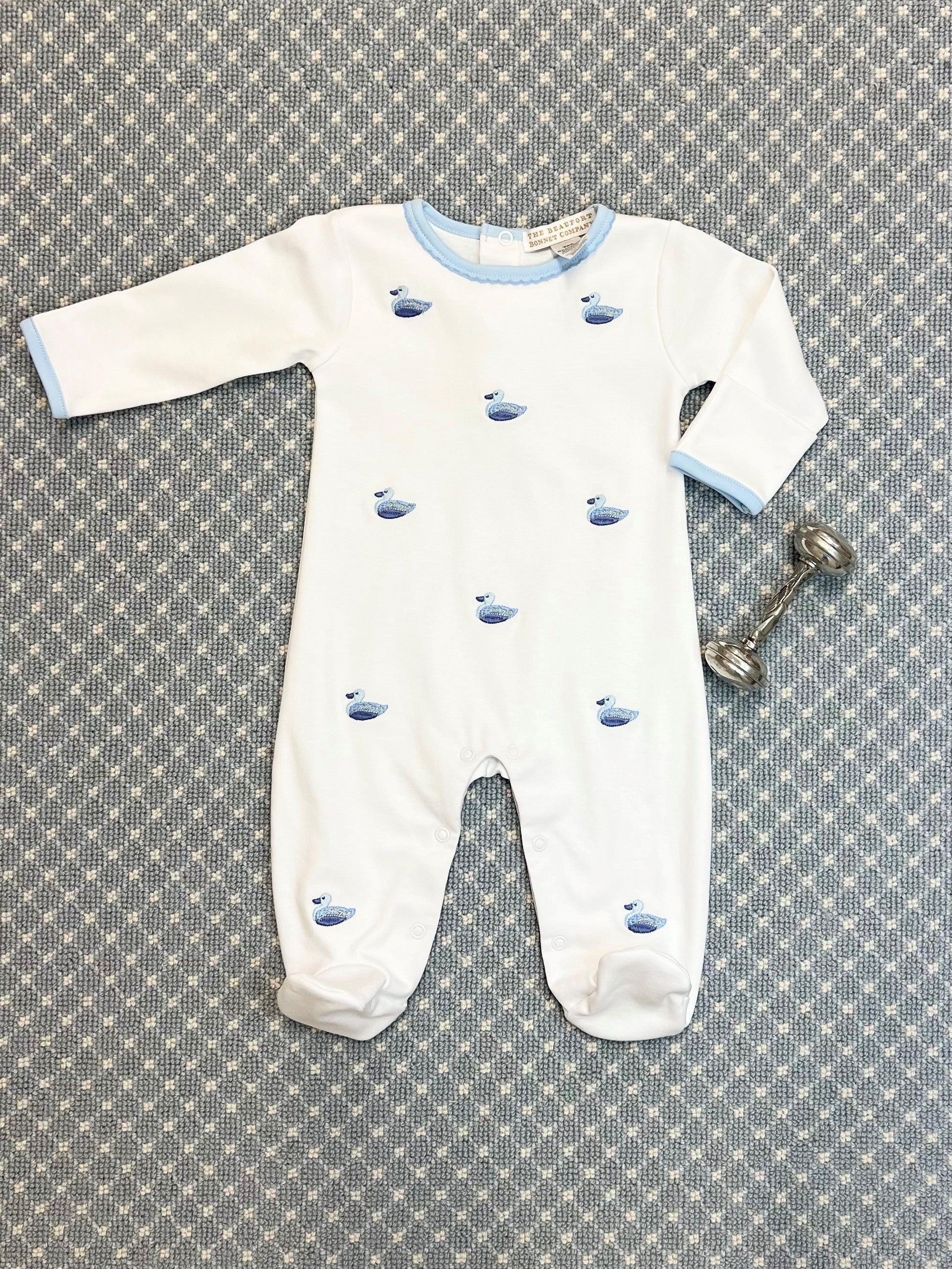 Beaufort Bonnet Rock Me Romper - Worth Avenue White & Duck Embroidery