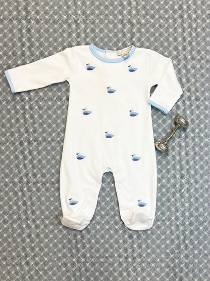 Beaufort Bonnet Rock Me Romper - Worth Avenue White & Duck Embroidery