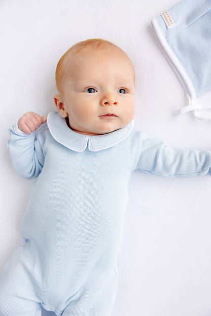 Beaufort Bonnet Rock Me Romper (Ribbed) - Buckhead Blue & Worth Avenue White