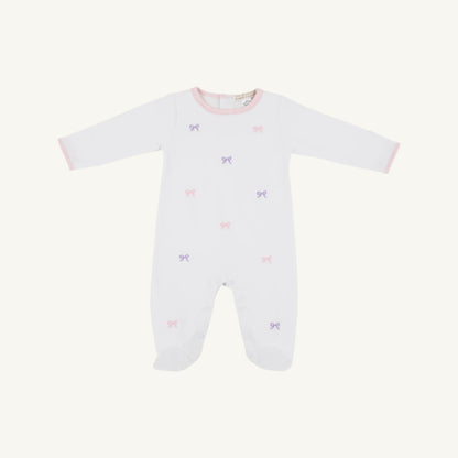 Beaufort Bonnet Rock Me Romper - Worth Avenue White & Bow Embroidery