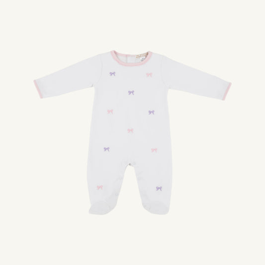 Beaufort Bonnet Rock Me Romper - Worth Avenue White & Bow Embroidery