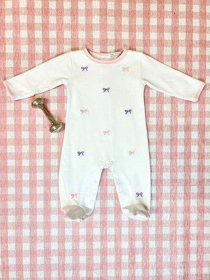 Beaufort Bonnet Rock Me Romper - Worth Avenue White & Bow Embroidery