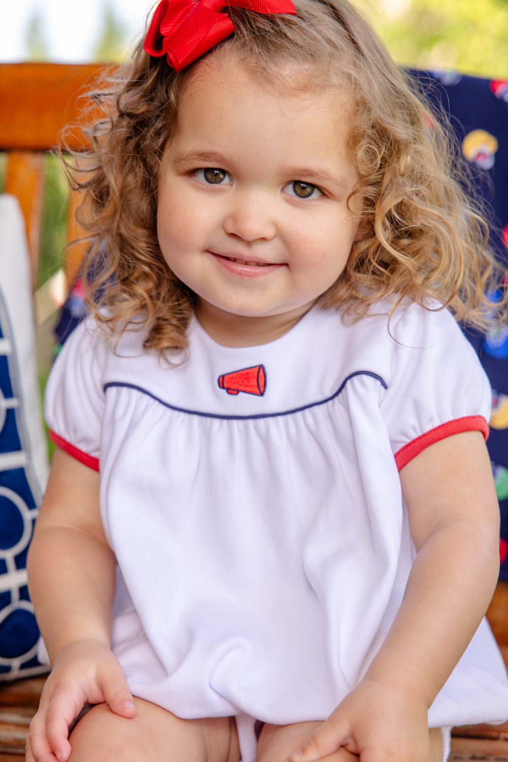 Beaufort Bonnet Blythe Bubble - Worth Avenue White with Megaphone Embroidery