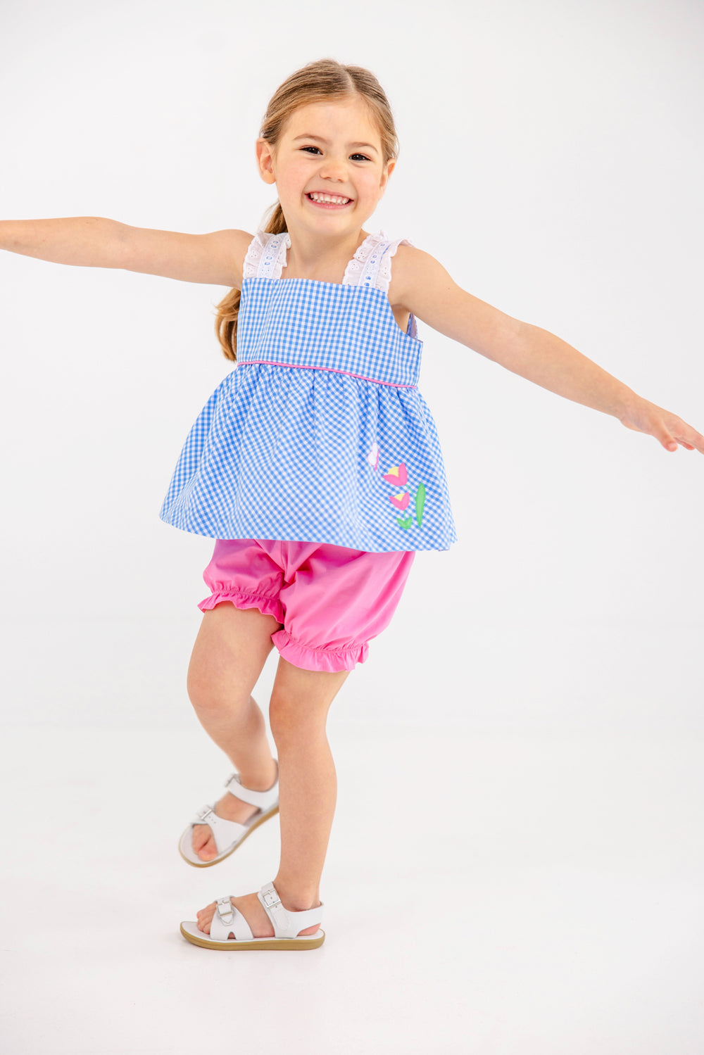 Beaufort Bonnet Babs Bloomer Set - Sunrise Blvd. Blue Mini Gingham