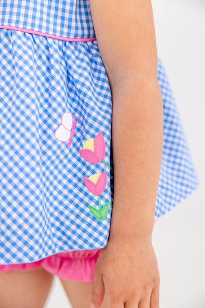 Beaufort Bonnet Babs Bloomer Set - Sunrise Blvd. Blue Mini Gingham