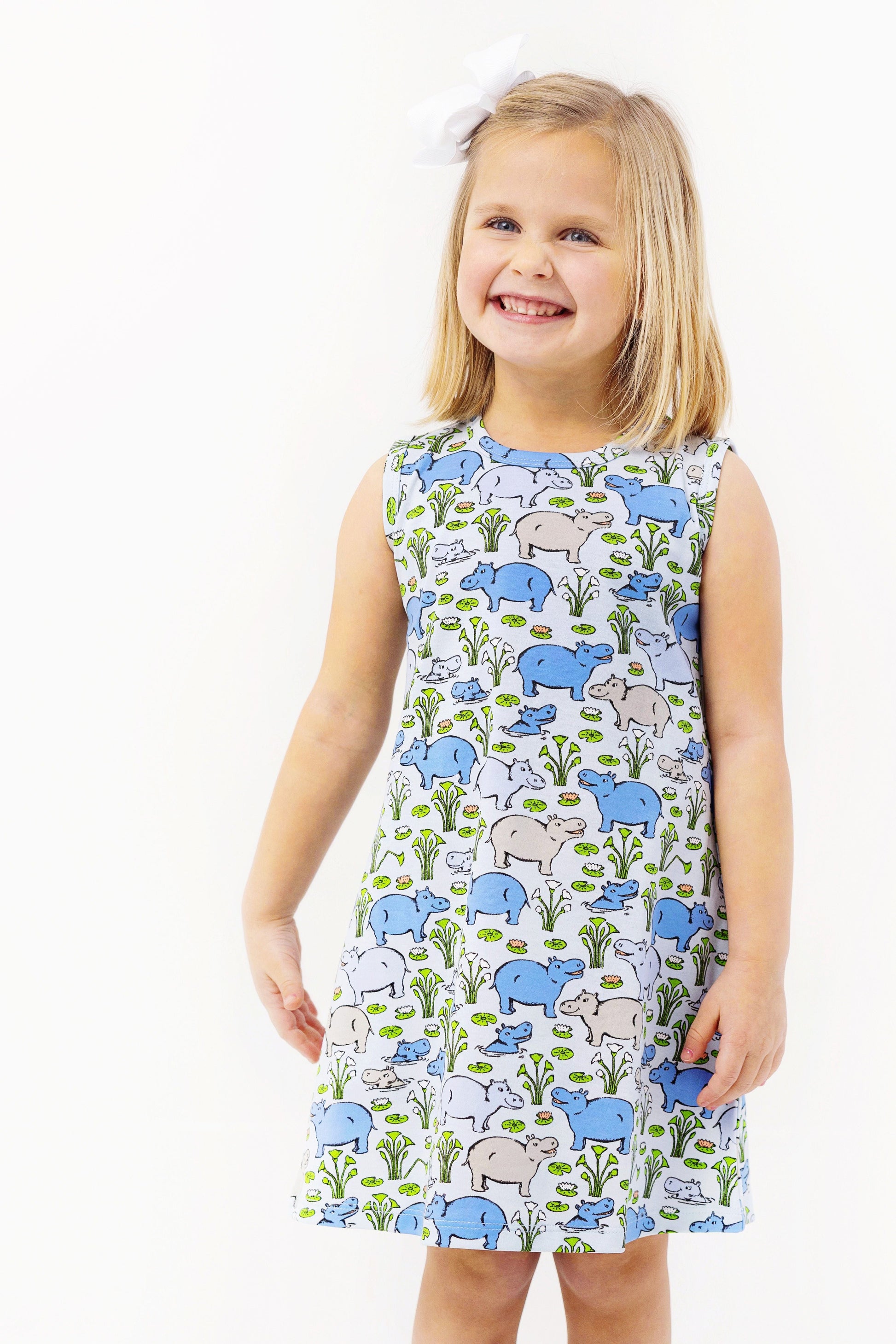 Beaufort Bonnet Sleeveless Polly Play Dress - Bal Harbour Hippo (Beale Stree