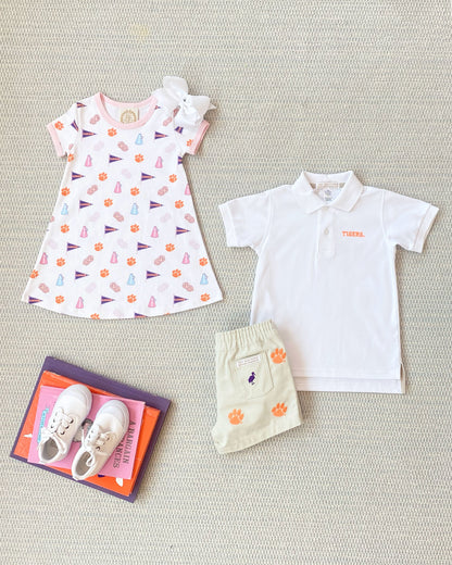 Beaufort Bonnet Clemson Polly Play Dress - Tiger Triumph & Palm Beach Pink