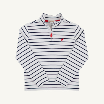 Beaufort Bonnet Hayword Half Zip - Nantucket Navy Stripe with Red Stork