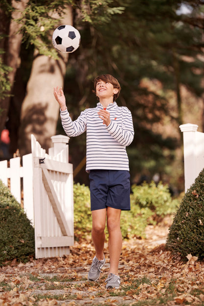Beaufort Bonnet Hayword Half Zip - Nantucket Navy Stripe with Red Stork