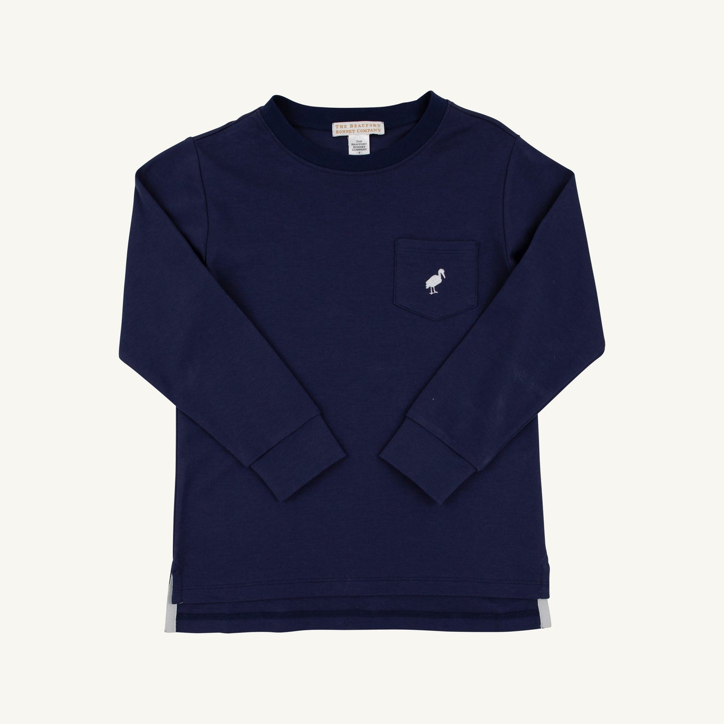 Beaufort Bonnet Long Sleeve Carter Crewneck - Nantucket Navy & White Stork