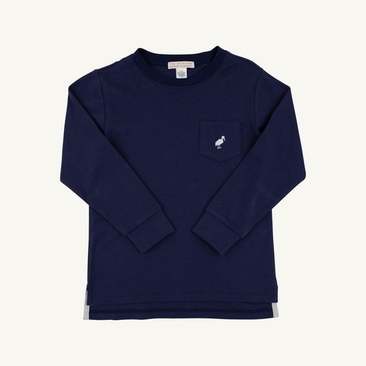 Beaufort Bonnet Long Sleeve Carter Crewneck - Nantucket Navy & White Stork