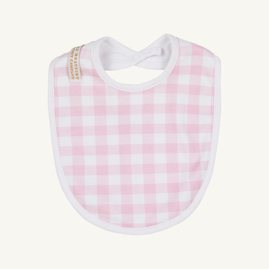Beaufort Bonnet Bib - Palm Beach Pink Gingham & Worth Avenue White