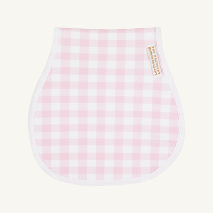 Beaufort Bonnet Burp Cloth - Palm Beach Pink Gingham & Worth Avenue White