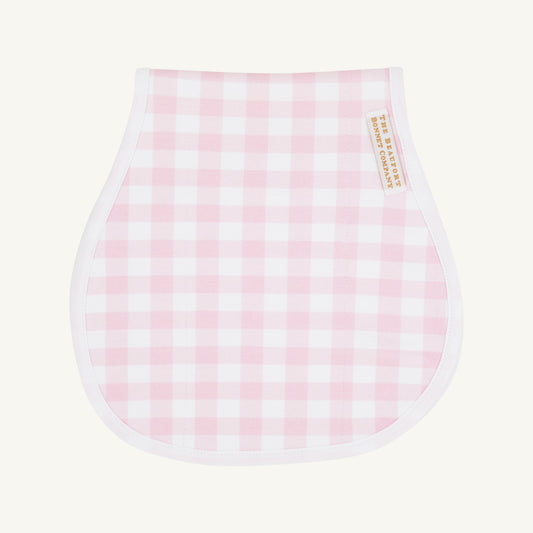 Beaufort Bonnet Burp Cloth - Palm Beach Pink Gingham & Worth Avenue White