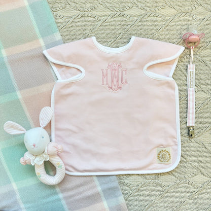 Beaufort Bonnet Big Bite Bib - Palm Beach Pink with Worth Avenue White
