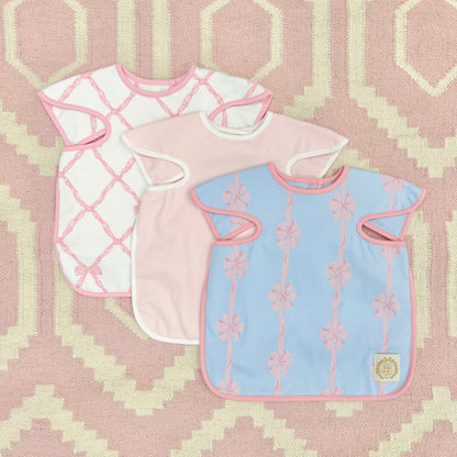 Beaufort Bonnet Big Bite Bib - Palm Beach Pink with Worth Avenue White