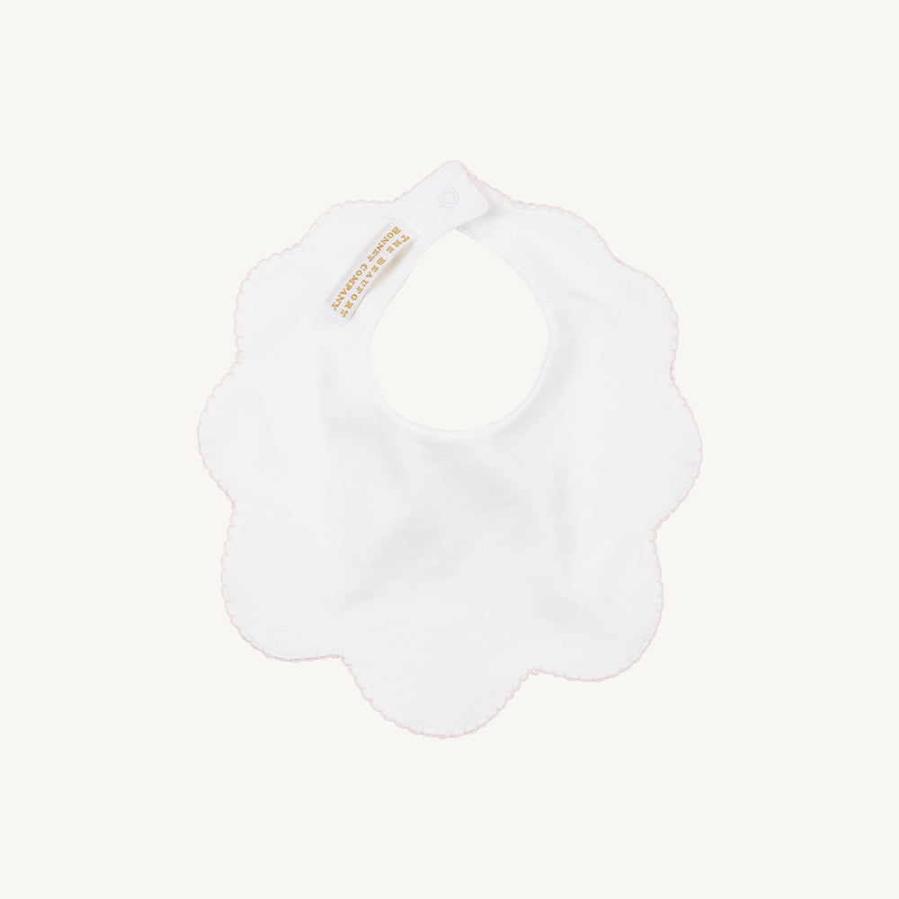 Beaufort Bonnet Bellyful Bib - Worth Avenue White with Palm Beach Pink Picot Trim