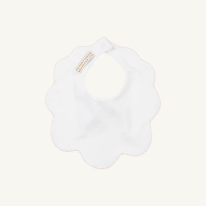 Beaufort Bonnet Bellyful Bib - Worth Avenue White with Palm Beach Pink Picot Trim