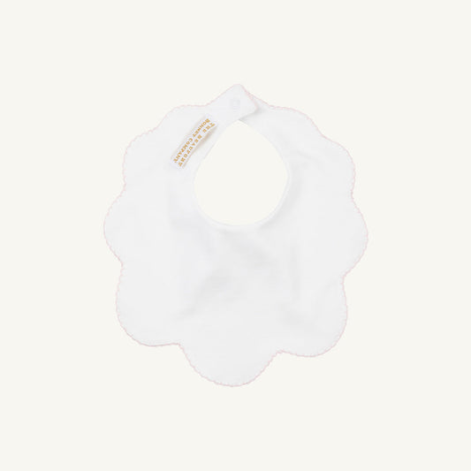 Beaufort Bonnet Bellyful Bib - Worth Avenue White with Palm Beach Pink Picot Trim