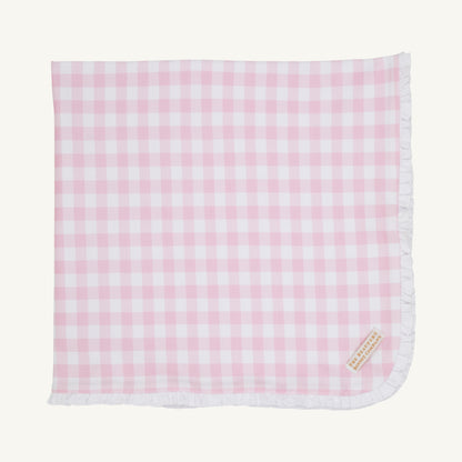 Beaufort Bonnet Baby Blanket - Palm Beach Pink Gingham & Worth Avenue White