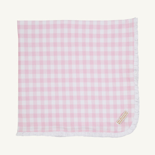 Beaufort Bonnet Baby Blanket - Palm Beach Pink Gingham & Worth Avenue White