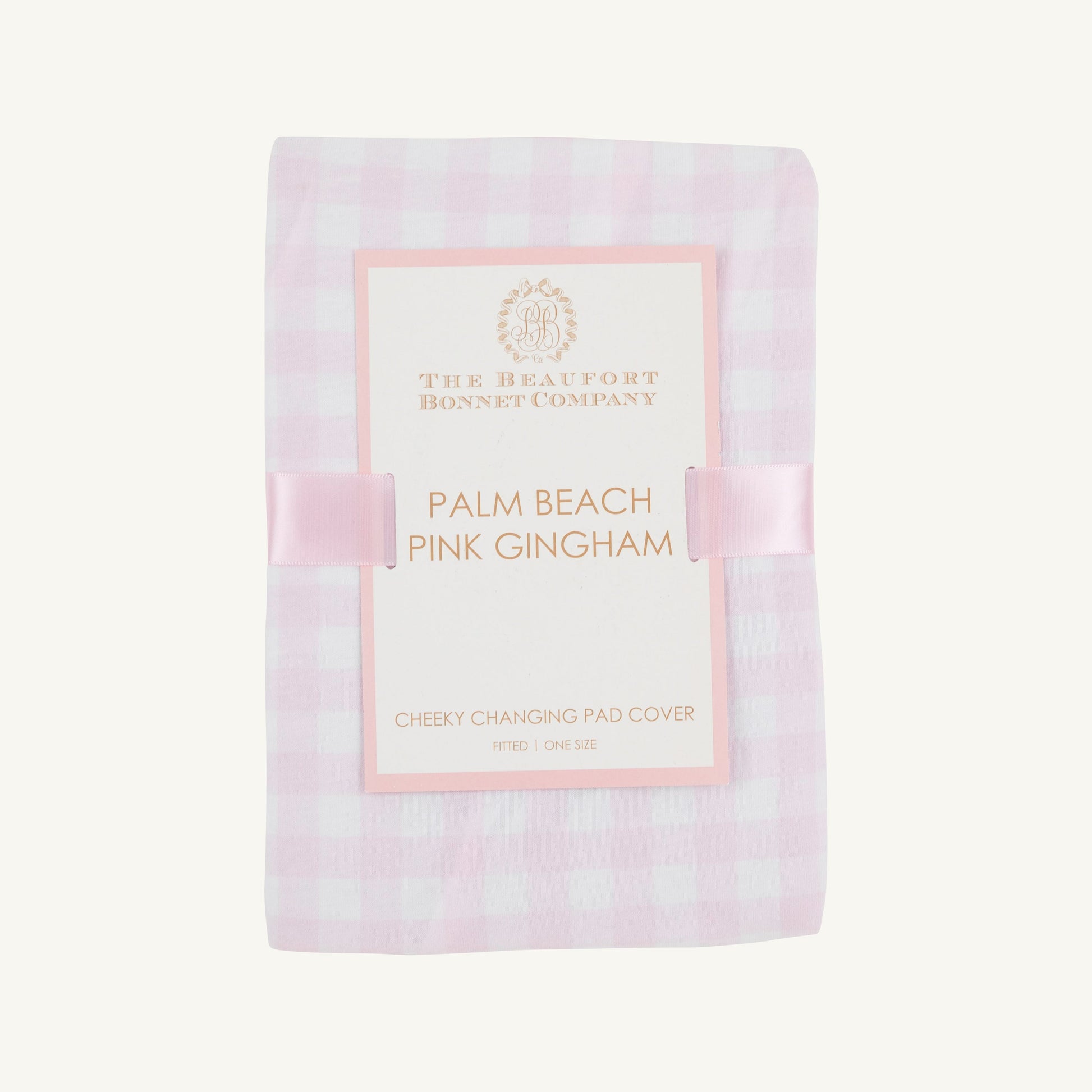 Beaufort Bonnet Cheeky Changing Pad Cover - Palm Beach Pink Gingham