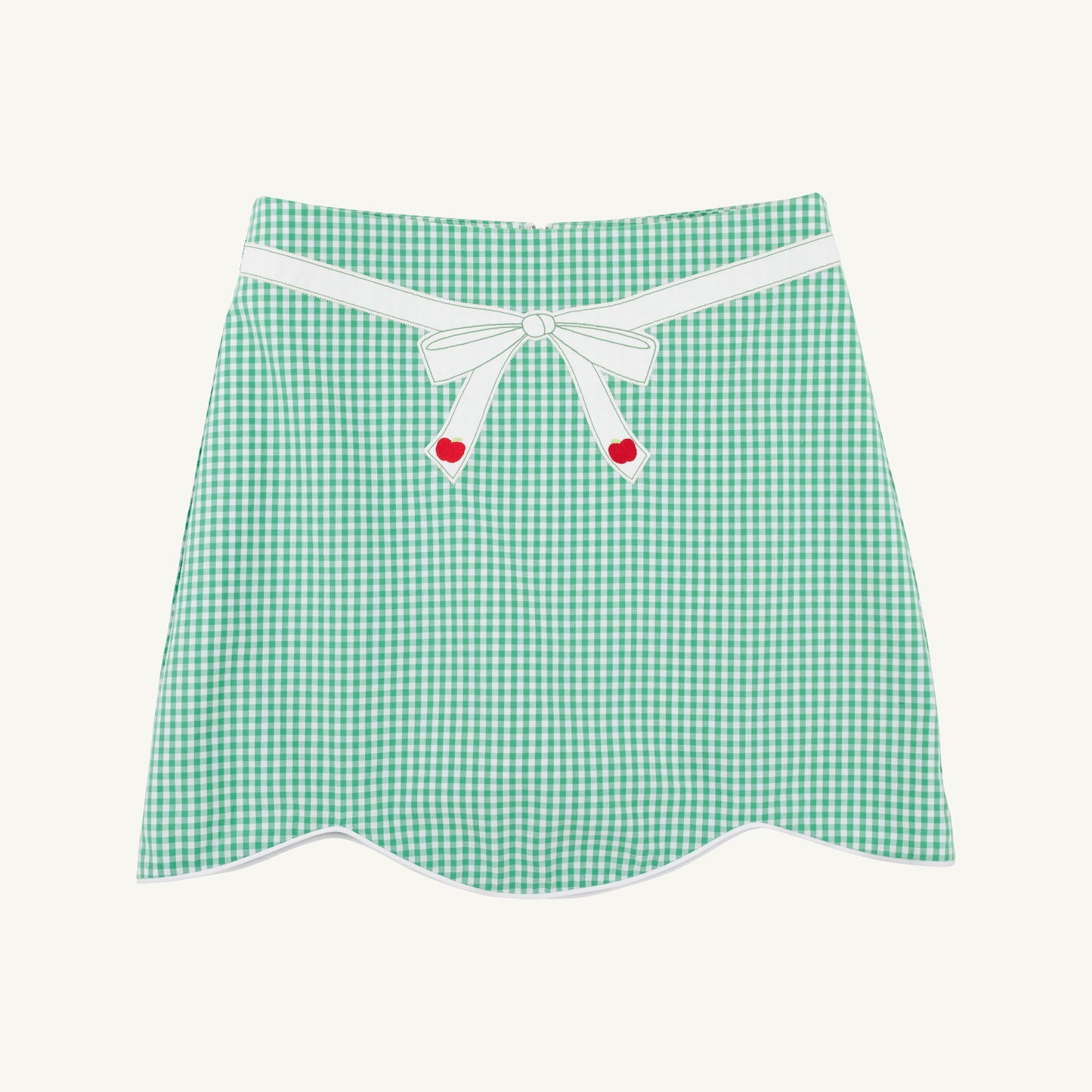 Beaufort Bonnet Perrin Scallop Skirt - Gibson Island Green Gingham & Apples