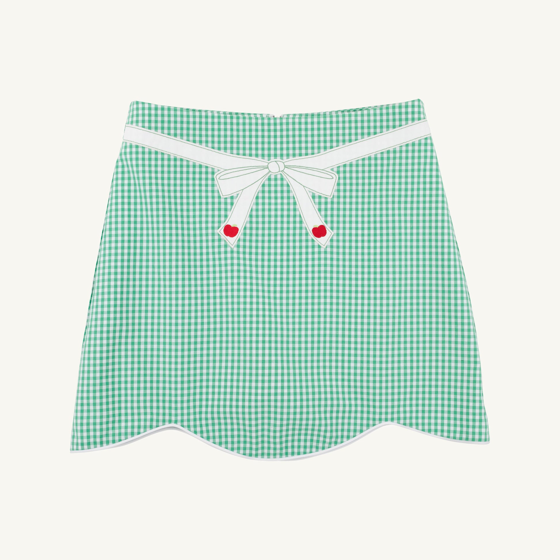 Beaufort Bonnet Perrin Scallop Skirt - Gibson Island Green Gingham & Apples